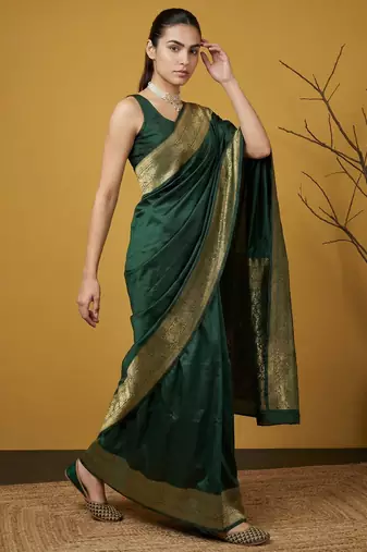 zari woven design art silk traditional wear saree with unstitched blouse