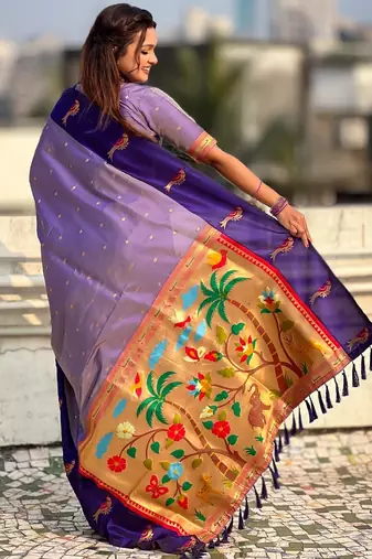 multicolor zari woven pichwai inspired premium soft art silk festive wear saree with unstitched blouse