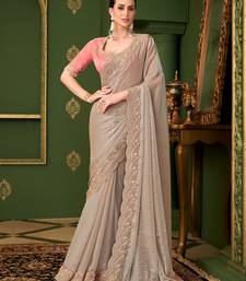 Gold sartin chiffon silk saree & tussar silk blouse