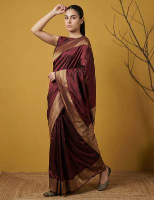zari woven design art silk traditional wear saree with unstitched blouse 3