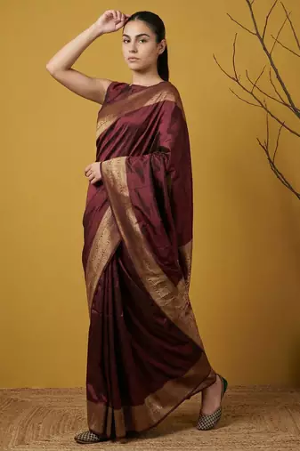 zari woven design art silk traditional wear saree with unstitched blouse