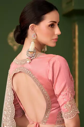 Gold sartin chiffon silk saree & tussar silk blouse