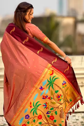 multicolor zari woven pichwai inspired premium soft art silk festive wear saree with unstitched blouse