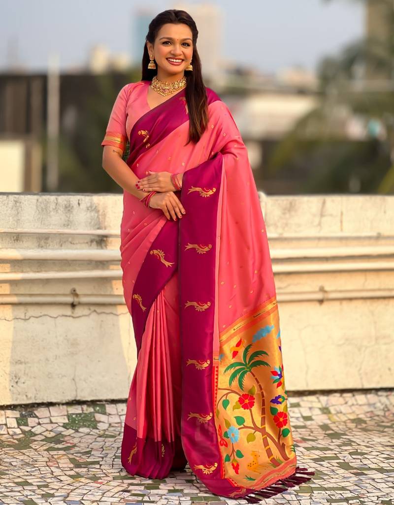 multicolor zari woven pichwai inspired premium soft art silk festive wear saree with unstitched blouse