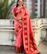 multicolor peacock zari woven soft art silk festive wear saree with unstitched blouse
