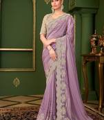 Onion colour georgette silk saree & tussar silk blouse
