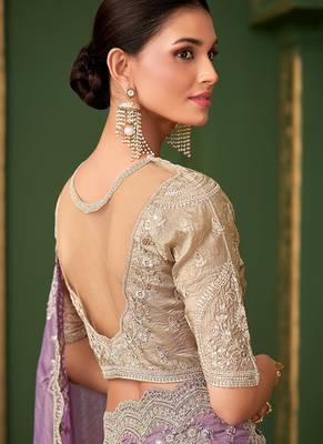 Onion colour georgette silk saree & tussar silk blouse 2