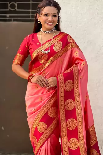 multicolor peacock zari woven soft art silk festive wear saree with unstitched blouse