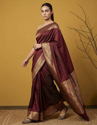 zari woven design art silk traditional wear saree with unstitched blouse 5
