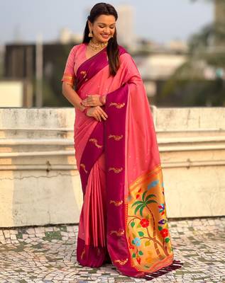 multicolor zari woven pichwai inspired premium soft art silk festive wear saree with unstitched blouse 2