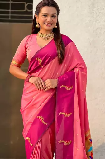 multicolor zari woven pichwai inspired premium soft art silk festive wear saree with unstitched blouse