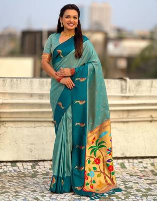 multicolor zari woven pichwai inspired premium soft art silk festive wear saree with unstitched blouse 1