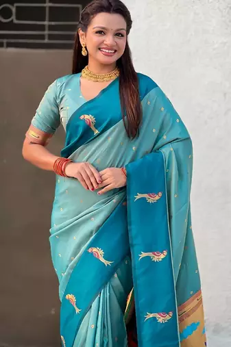 multicolor zari woven pichwai inspired premium soft art silk festive wear saree with unstitched blouse