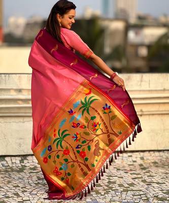 multicolor zari woven pichwai inspired premium soft art silk festive wear saree with unstitched blouse 5