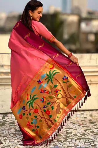 multicolor zari woven pichwai inspired premium soft art silk festive wear saree with unstitched blouse