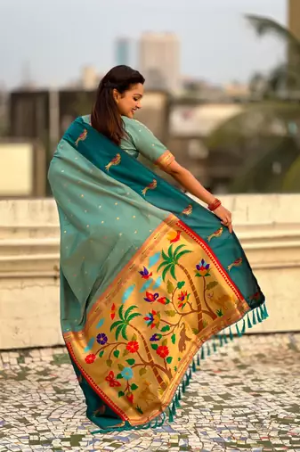 multicolor zari woven pichwai inspired premium soft art silk festive wear saree with unstitched blouse