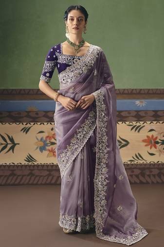 Light wine designer embroidery fancy occasion wear saree