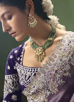 Light wine designer embroidery fancy occasion wear saree 5