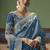 Steel blue designer embroidery fancy occasion wear saree