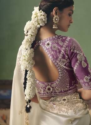Off white designer embroidery fancy  occasion wear saree 3