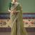 Olive designer embroidery fancy  occasion wear saree