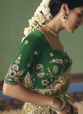 Olive designer embroidery fancy  occasion wear saree 2