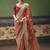Orange designer embroidery fancy occasion wear saree