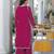 Magenta embroidered modal satin straight cut kurta