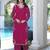 Magenta embroidered modal satin straight cut kurta culottes set