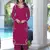 Magenta embroidered modal satin straight cut kurta culottes set