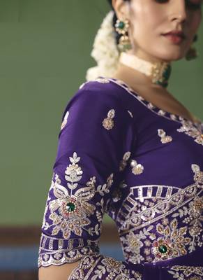 Purple designer embroidery fancy occasion wear saree 3