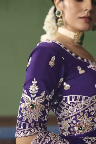 Purple designer embroidery fancy occasion wear saree