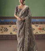 Chocolate designer embroidery fancy occasion wear saree