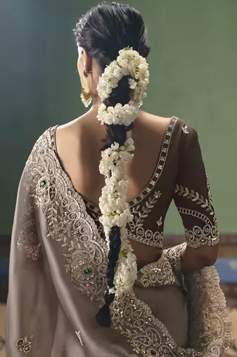 Chocolate designer embroidery fancy occasion wear saree