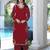 Maroon embroidered modal satin straight cut kurta