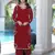 Maroon embroidered modal satin straight cut kurta culottes set