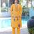 Yellow embroidered art silk straight cut kurta