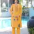 Yellow embroidered art silk straight cut kurta pants set
