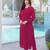 Magenta embroidered art silk straight cut kurta