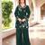 Dark-green embroidered art silk straight cut kurta