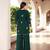 Dark-green embroidered art silk straight cut kurta