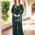 Dark-green embroidered art silk straight cut kurta culottes set