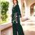 Dark-green embroidered art silk straight cut kurta culottes set