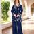 Navy-blue embroidered art silk straight cut kurta