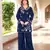Navy-blue embroidered art silk straight cut kurta culottes set