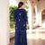 Navy-blue embroidered art silk straight cut kurta culottes set