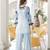 Light-blue embroidered organza straight cut kurta farshi salwar set