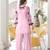 Light-pink embroidered organza straight cut kurta farshi salwar set