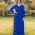 Royal-blue embroidered art silk straight cut kurta palazzo set
