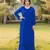 Royal-blue embroidered art silk straight cut kurta palazzo set